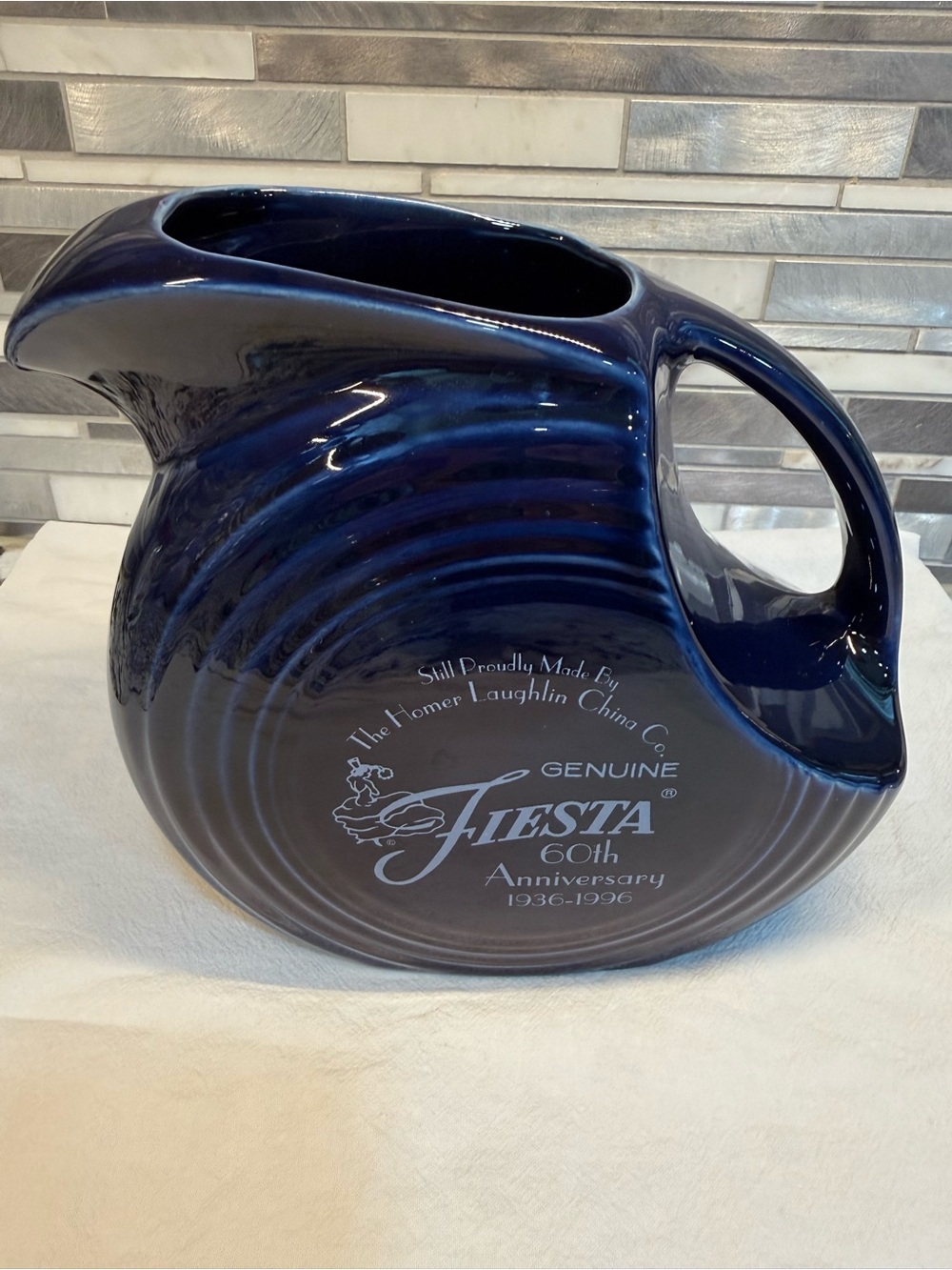 Fiesta Cobalt Blue 60th Anniversary Disk Pitcher